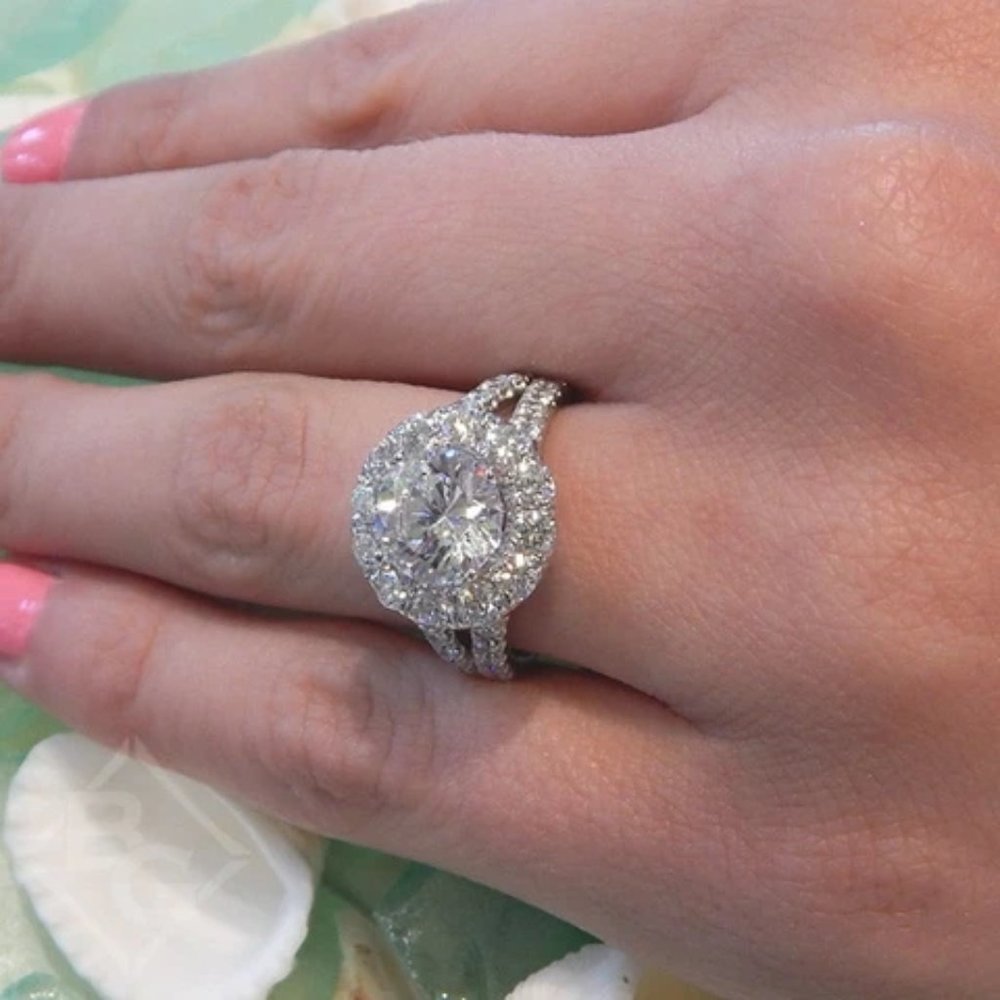 Engagement Double Layer Round CZ Bridal Wedding Ring for Women, L506 - Picture 6 of 6